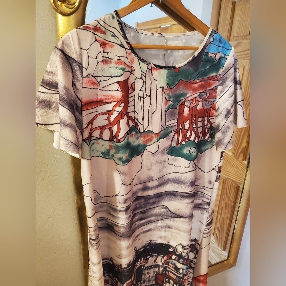 Artistic Urban Printed Multicolor Dress - Picture 2 of 10